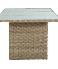 vidaXL Garden Dining Table Brown 200x100x74 cm Glass and Poly Rattan