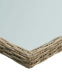 vidaXL Garden Dining Table Brown 200x100x74 cm Glass and Poly Rattan
