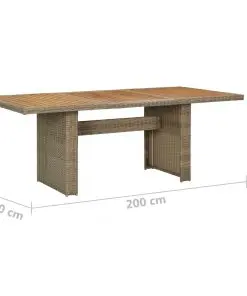 vidaXL Garden Dining Table Brown 200x100x74 cm Poly Rattan