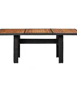 vidaXL Garden Dining Table Black 200x100x74 cm Poly Rattan