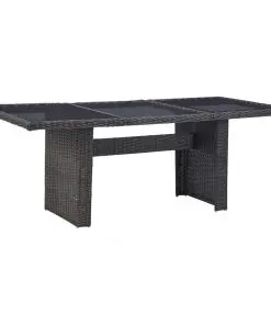 vidaXL Garden Dining Table Black 200x100x74 cm Glass and Poly Rattan