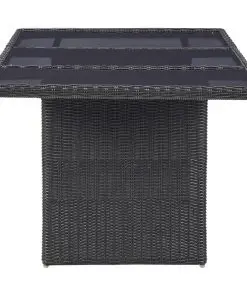 vidaXL Garden Dining Table Black 200x100x74 cm Glass and Poly Rattan