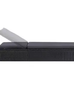 vidaXL Sunlounger Poly Rattan Black and Dark Grey