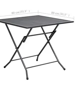 vidaXL Folding Mesh Table 80x80x72 cm Steel Anthracite