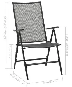 vidaXL Folding Mesh Chairs 4 pcs Steel Anthracite