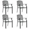 vidaXL Outdoor Chairs 4 pcs Mesh Design Steel Black