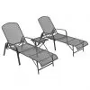 vidaXL Sun Loungers 2 pcs with Table Steel Anthracite