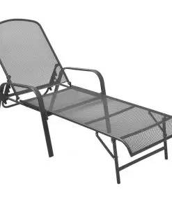 vidaXL Sun Loungers 2 pcs with Table Steel Anthracite
