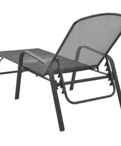 vidaXL Sun Loungers 2 pcs with Table Steel Anthracite