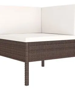 vidaXL 3 Piece Garden Lounge Set with Cushions Poly Rattan Brown