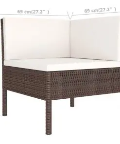 vidaXL 3 Piece Garden Lounge Set with Cushions Poly Rattan Brown