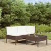 vidaXL 3 Piece Garden Lounge Set with Cushions Poly Rattan Brown