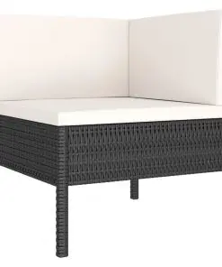 vidaXL 3 Piece Garden Lounge Set with Cushions Poly Rattan Black