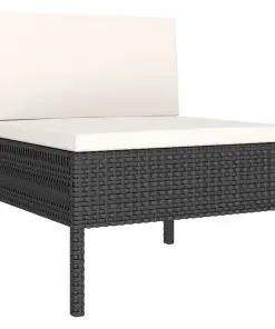 vidaXL 3 Piece Garden Lounge Set with Cushions Poly Rattan Black