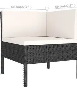 vidaXL 3 Piece Garden Lounge Set with Cushions Poly Rattan Black