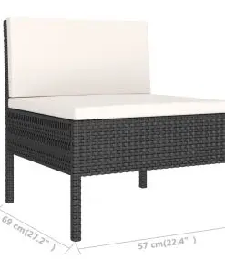 vidaXL 3 Piece Garden Lounge Set with Cushions Poly Rattan Black