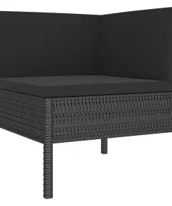 vidaXL 3 Piece Garden Lounge Set with Cushions Poly Rattan Black