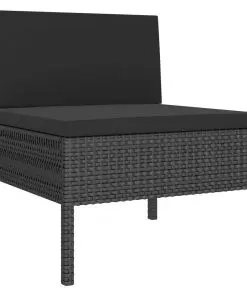 vidaXL 3 Piece Garden Lounge Set with Cushions Poly Rattan Black