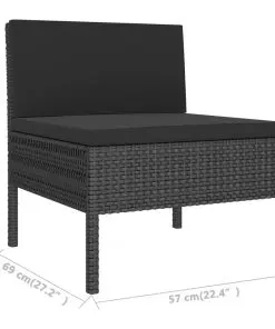 vidaXL 3 Piece Garden Lounge Set with Cushions Poly Rattan Black