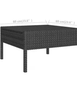 vidaXL 3 Piece Garden Lounge Set with Cushions Poly Rattan Black