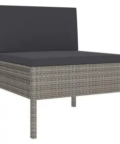 vidaXL 3 Piece Garden Lounge Set with Cushions Poly Rattan Black