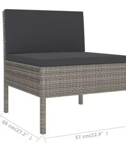 vidaXL 3 Piece Garden Lounge Set with Cushions Poly Rattan Black