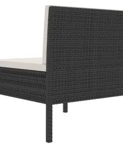 vidaXL Garden Chairs 3 pcs with Cushions Poly Rattan Black