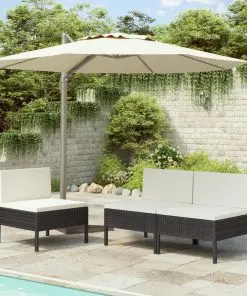 vidaXL Garden Chairs 3 pcs with Cushions Poly Rattan Black