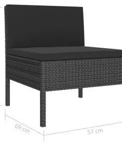 vidaXL Garden Chairs 3 pcs with Cushions Poly Rattan Black