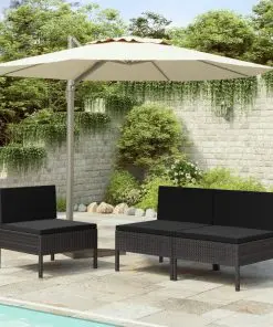 vidaXL Garden Chairs 3 pcs with Cushions Poly Rattan Black