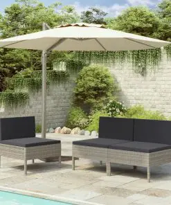 vidaXL Garden Chairs 3 pcs with Cushions Poly Rattan Grey