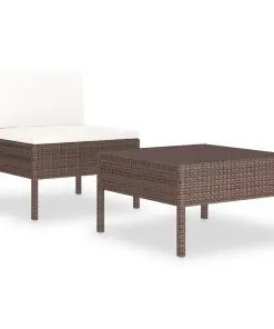 vidaXL 2 Piece Garden Lounge Set with Cushions Poly Rattan Brown