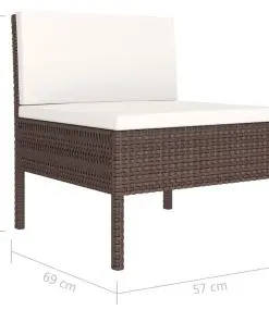 vidaXL 2 Piece Garden Lounge Set with Cushions Poly Rattan Brown