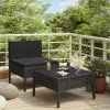 vidaXL 2 Piece Garden Lounge Set with Cushions Poly Rattan Black