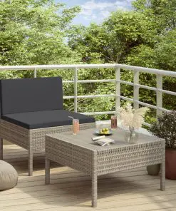 vidaXL 2 Piece Garden Lounge Set with Cushions Poly Rattan Grey