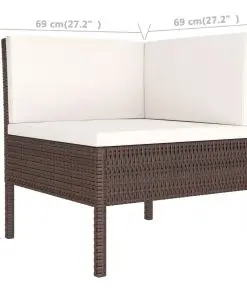 vidaXL 3 Piece Garden Lounge Set with Cushions Poly Rattan Brown