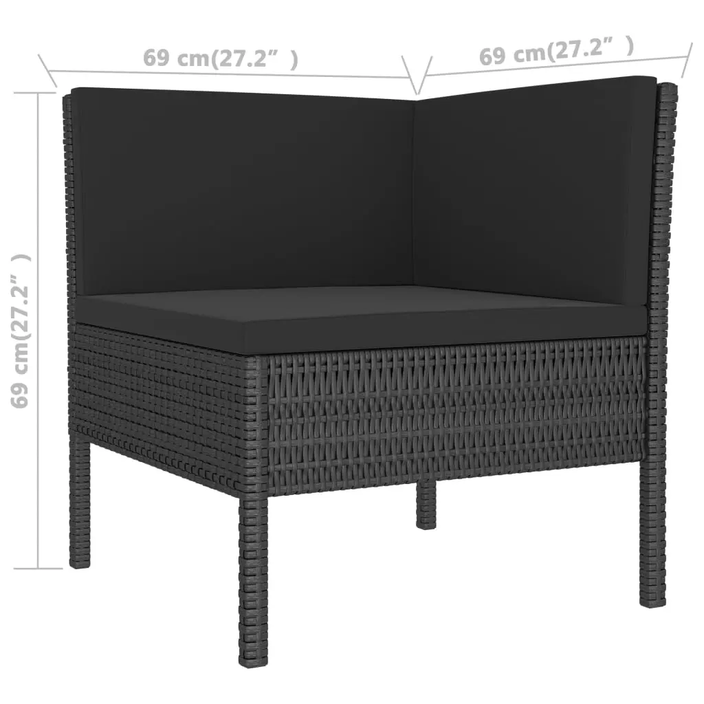 vidaXL 3 Piece Garden Lounge Set with Cushions Poly Rattan Black