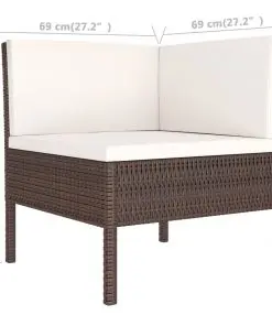 vidaXL 2 Piece Garden Lounge Set with Cushions Poly Rattan Brown