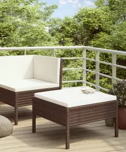 vidaXL 2 Piece Garden Lounge Set with Cushions Poly Rattan Brown