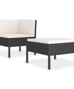 vidaXL 2 Piece Garden Lounge Set with Cushions Poly Rattan Black