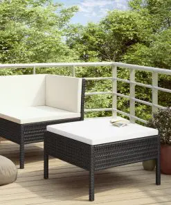 vidaXL 2 Piece Garden Lounge Set with Cushions Poly Rattan Black
