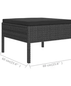 vidaXL 2 Piece Garden Lounge Set with Cushions Poly Rattan Black