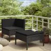 vidaXL 2 Piece Garden Lounge Set with Cushions Poly Rattan Black