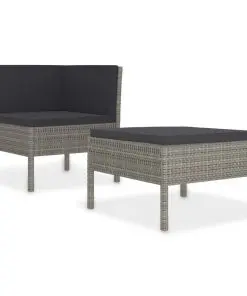 vidaXL 2 Piece Garden Lounge Set with Cushions Poly Rattan Grey