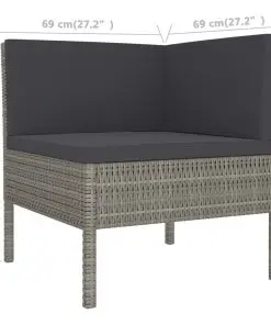 vidaXL 2 Piece Garden Lounge Set with Cushions Poly Rattan Grey