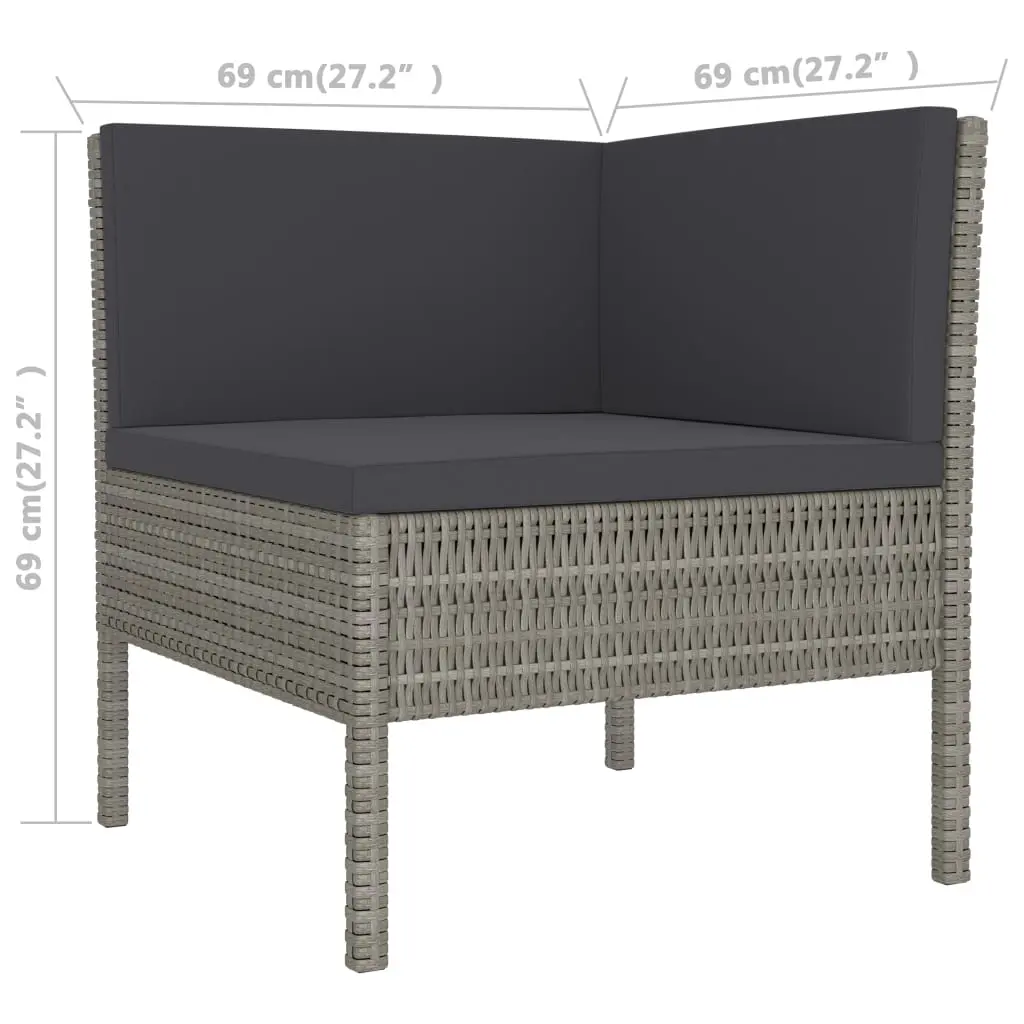 vidaXL 2 Piece Garden Lounge Set with Cushions Poly Rattan Grey