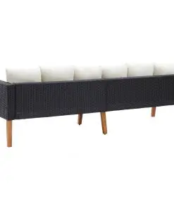 vidaXL 3-Seater Garden Sofa with Cushions Poly Rattan Black