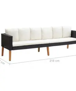 vidaXL 3-Seater Garden Sofa with Cushions Poly Rattan Black