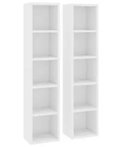 vidaXL CD Cabinets 2 pcs White 21x16x93.5 cm Chipboard