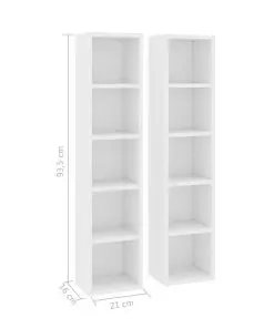 vidaXL CD Cabinets 2 pcs White 21x16x93.5 cm Chipboard